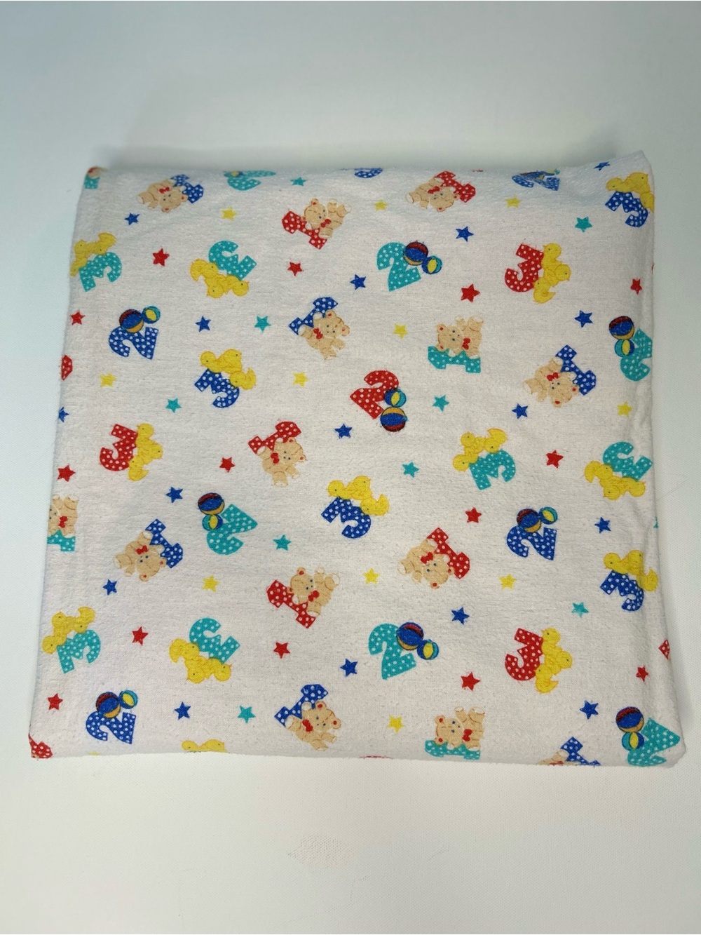Vintage 90s Flannel Baby Blanket Circus Bears Numbers 1 2 3